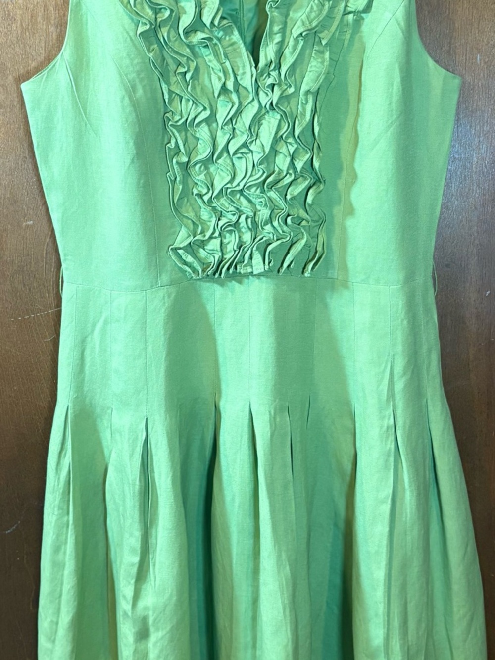 Sleeveless Ruffle Front Midi Dress - Green